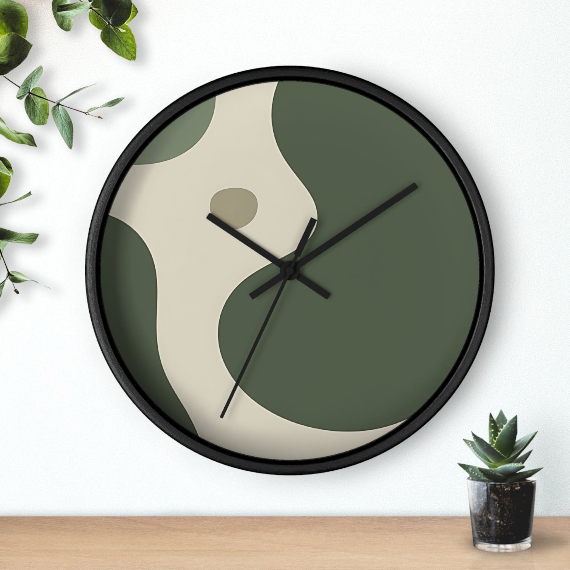 Abstract Green and Beige Wall Clock, Artsulli - Art is Long, Life is Short, Home Decor, , , , , , , 
