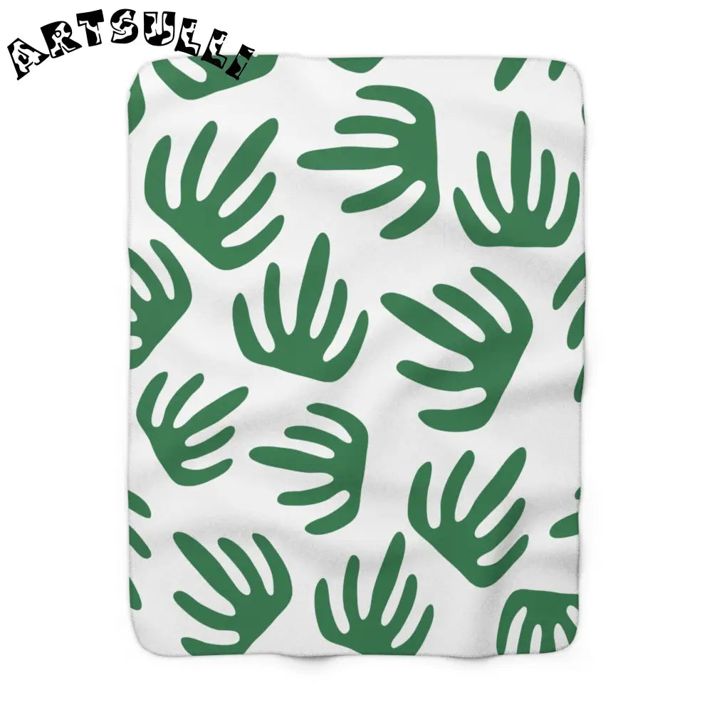 JAKKOUTTHEBXX Abstract Green Leaf Cozy Fleece Blanket 2025