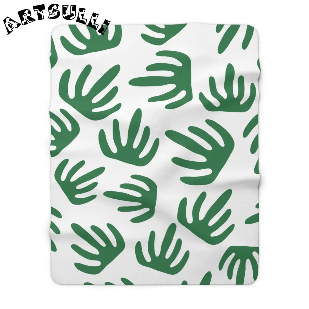 JAKKOUTTHEBXX Abstract Green Leaf Cozy Fleece Blanket 2025