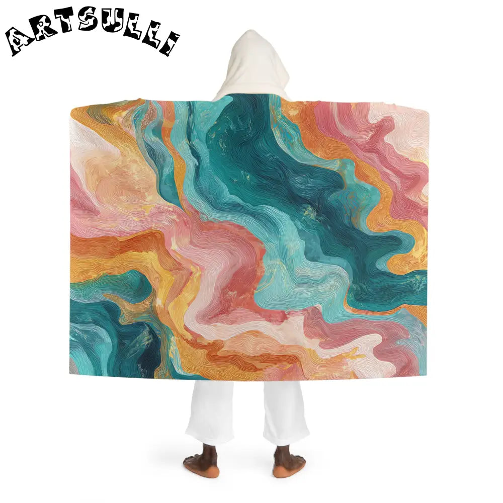 Abstract Hooded Sherpa Blanket Delivers Fuzzy Warmth, Artsulli - Art is Long, Life is Short, All Over Prints, , , , , , , 