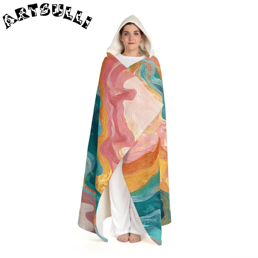 Abstract Hooded Sherpa Blanket Delivers Fuzzy Warmth, Artsulli - Art is Long, Life is Short, All Over Prints, , , , , , , 