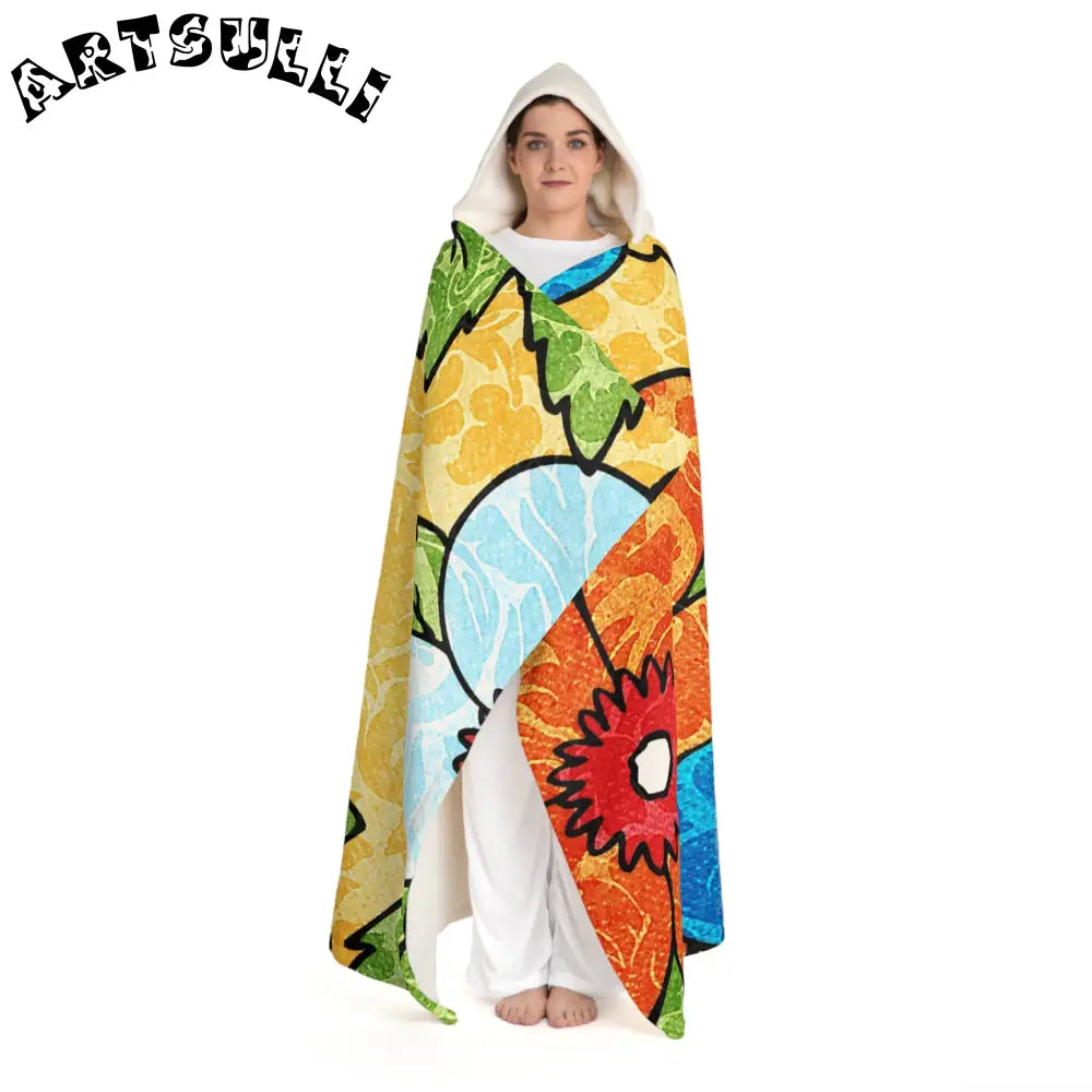 Abstract Hooded Sherpa Blanket Delivers Fuzzy Warmth, Artsulli - Art is Long, Life is Short, All Over Prints, , , , , , , 