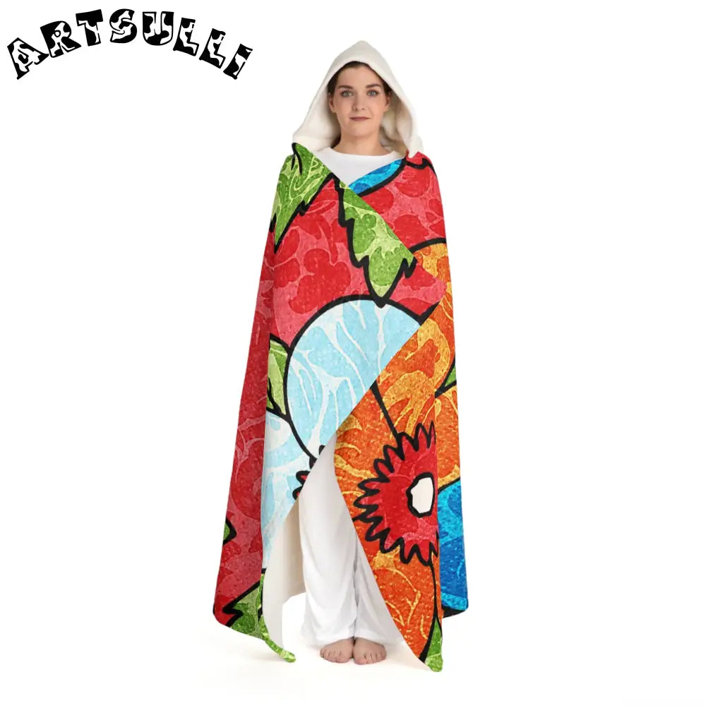 Abstract Hooded Sherpa Blanket to Deliver Fuzzy Warmth, Artsulli - Art is Long, Life is Short, All Over Prints, , , , , , , 