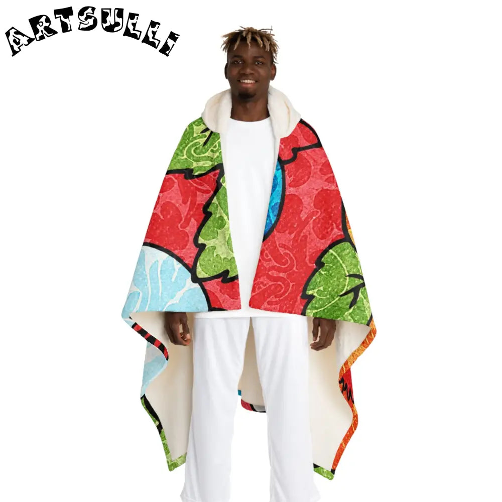 Abstract Hooded Sherpa Blanket to Deliver Fuzzy Warmth, Artsulli - Art is Long, Life is Short, All Over Prints, Size, One size, Color, Cream, , , 21015857444759812751