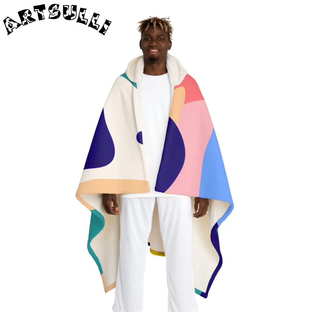 Abstract Hooded Sherpa Fleece Blanket, Artsulli - Art is Long, Life is Short, All Over Prints, Size, One size, Color, Cream, , , 66227960722482