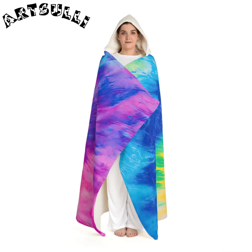 Abstract Hooded Sherpa Fleece Blanket, Artsulli - Art is Long, Life is Short, All Over Prints, , , , , , , 