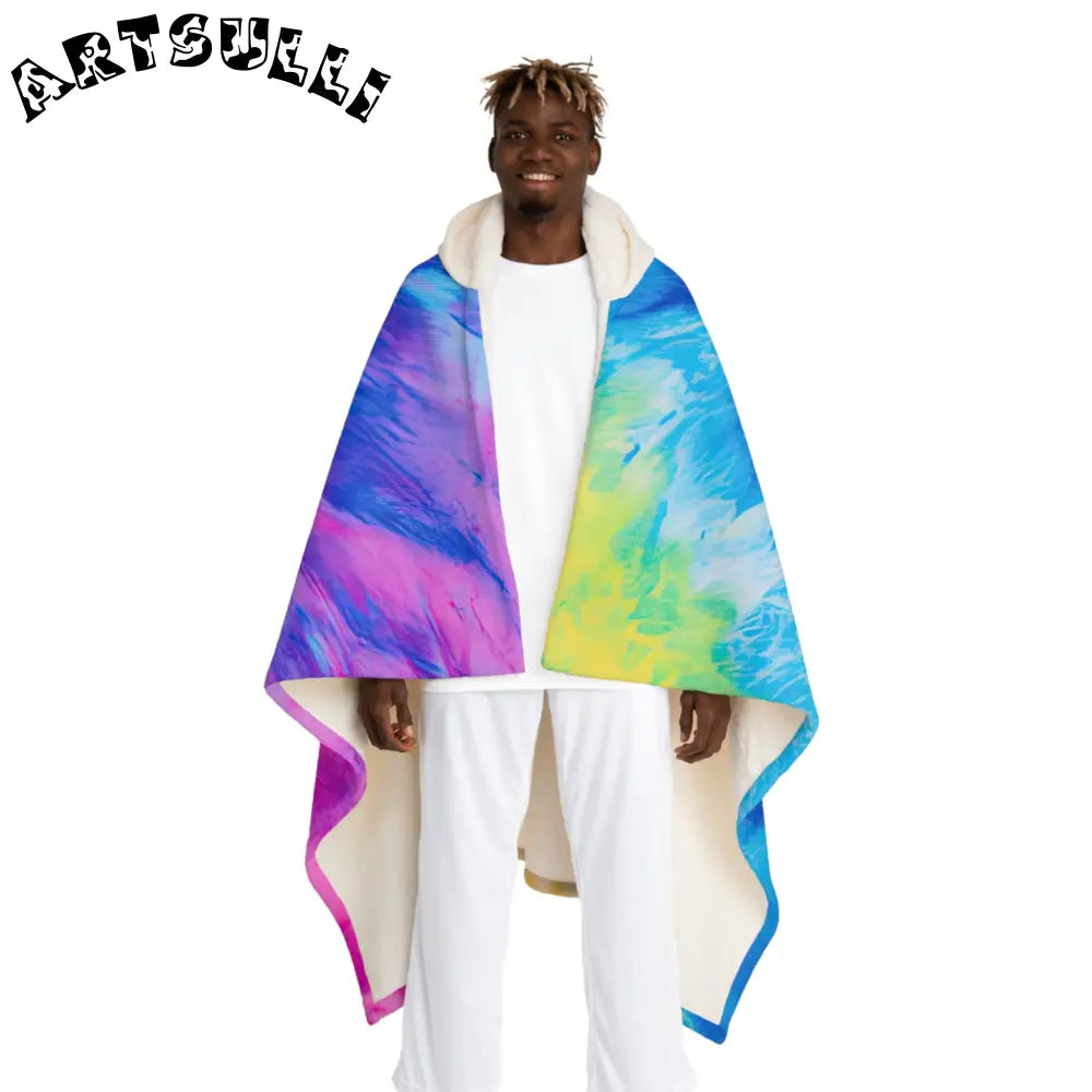 Abstract Hooded Sherpa Fleece Blanket, Artsulli - Art is Long, Life is Short, All Over Prints, Size, One size, Color, Cream, , , 24999542803576966045