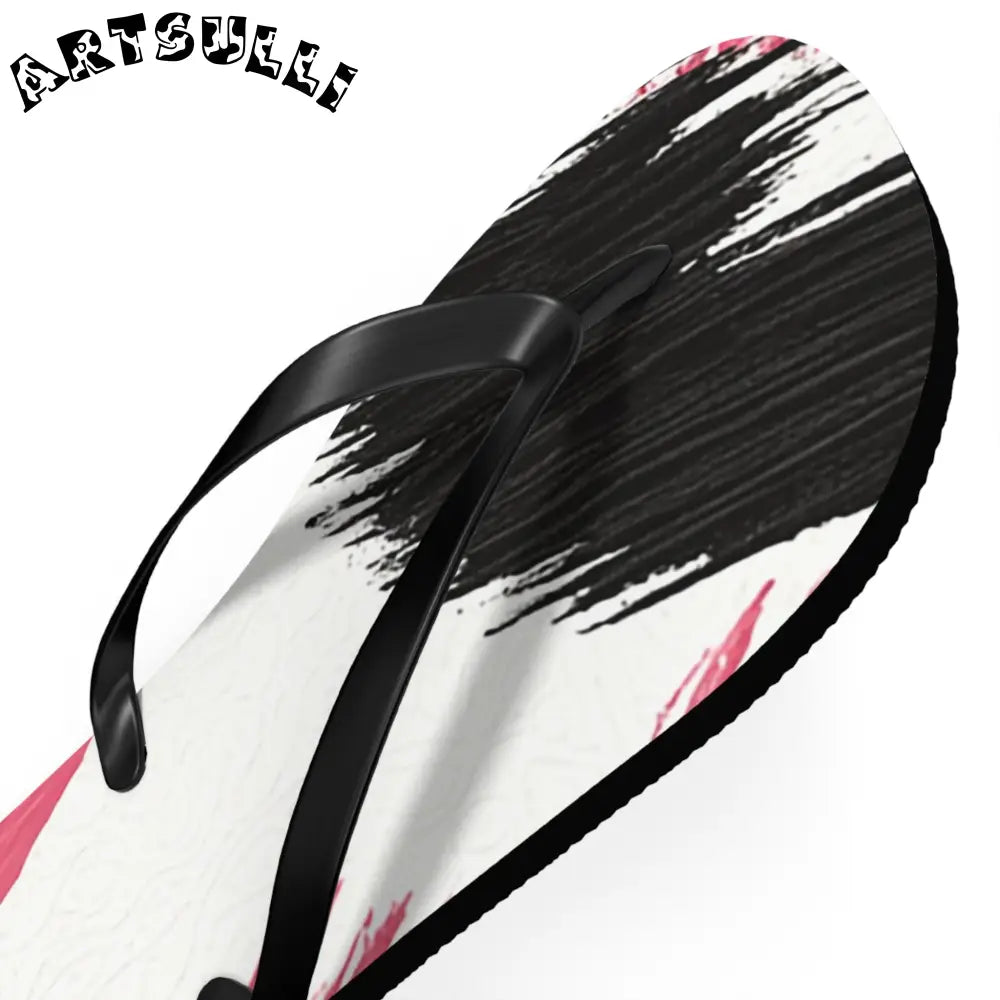 Abstract Illustration Printed Flip Flops, Artsulli - Art is Long, Life is Short, Shoes, , , , , , , 
