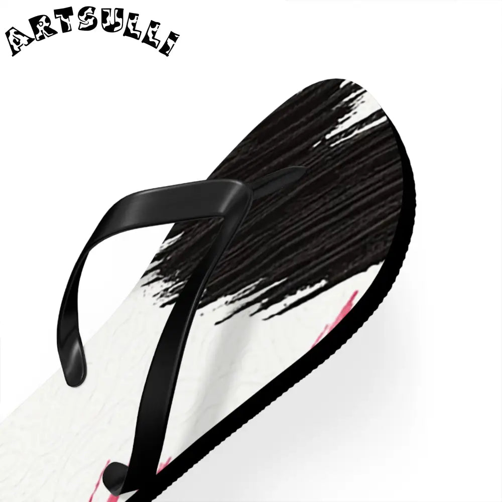 Abstract Illustration Printed Flip Flops, Artsulli - Art is Long, Life is Short, Shoes, , , , , , , 