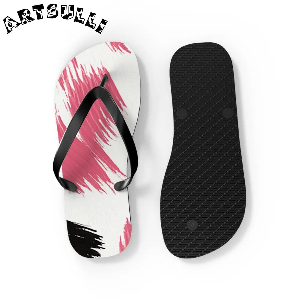 Abstract Illustration Printed Flip Flops, Artsulli - Art is Long, Life is Short, Shoes, , , , , , , 