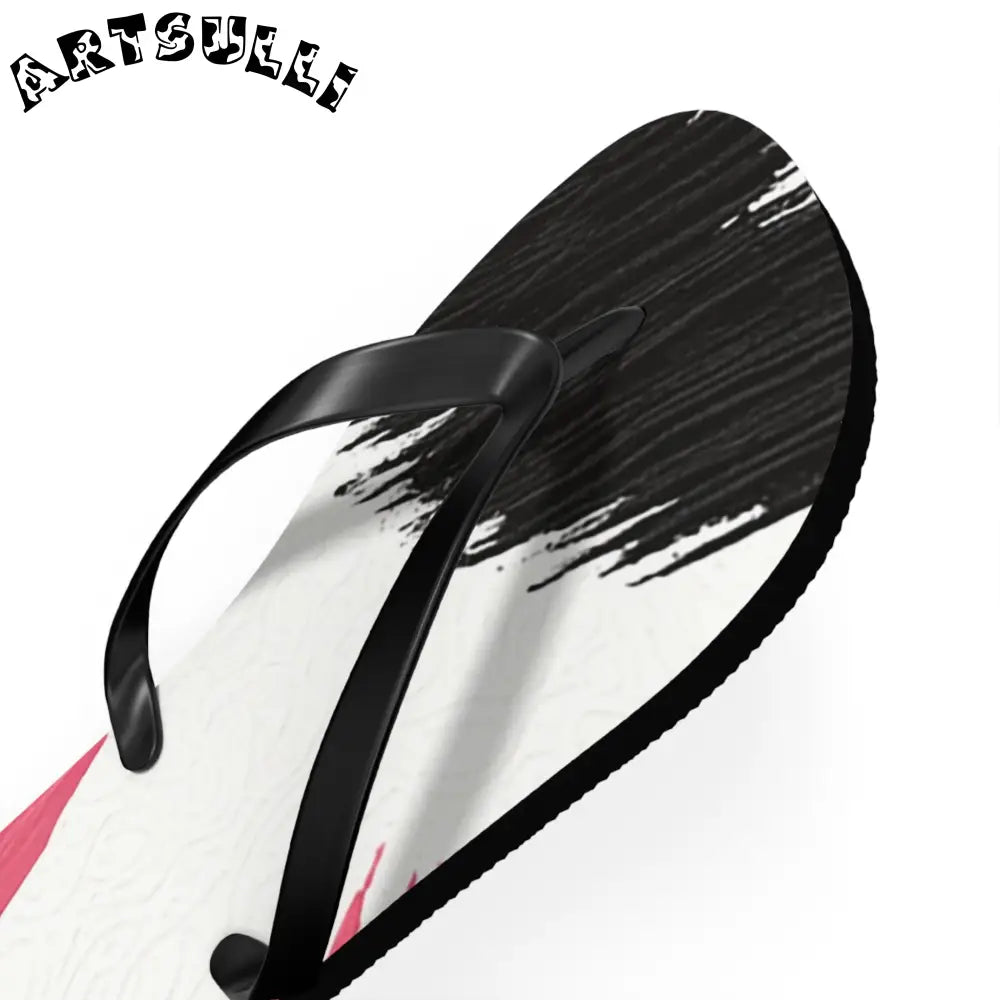 Abstract Illustration Printed Flip Flops, Artsulli - Art is Long, Life is Short, Shoes, , , , , , , 