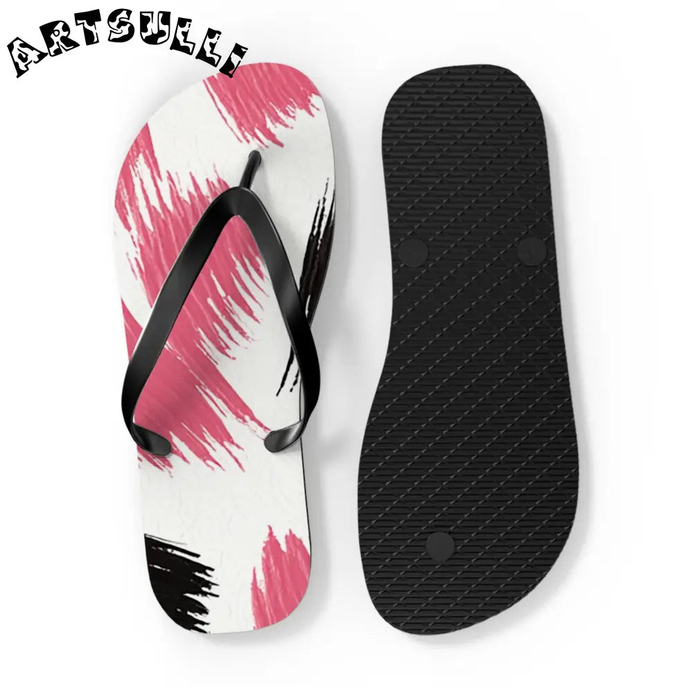 Abstract Illustration Printed Flip Flops, Artsulli - Art is Long, Life is Short, Shoes, , , , , , , 