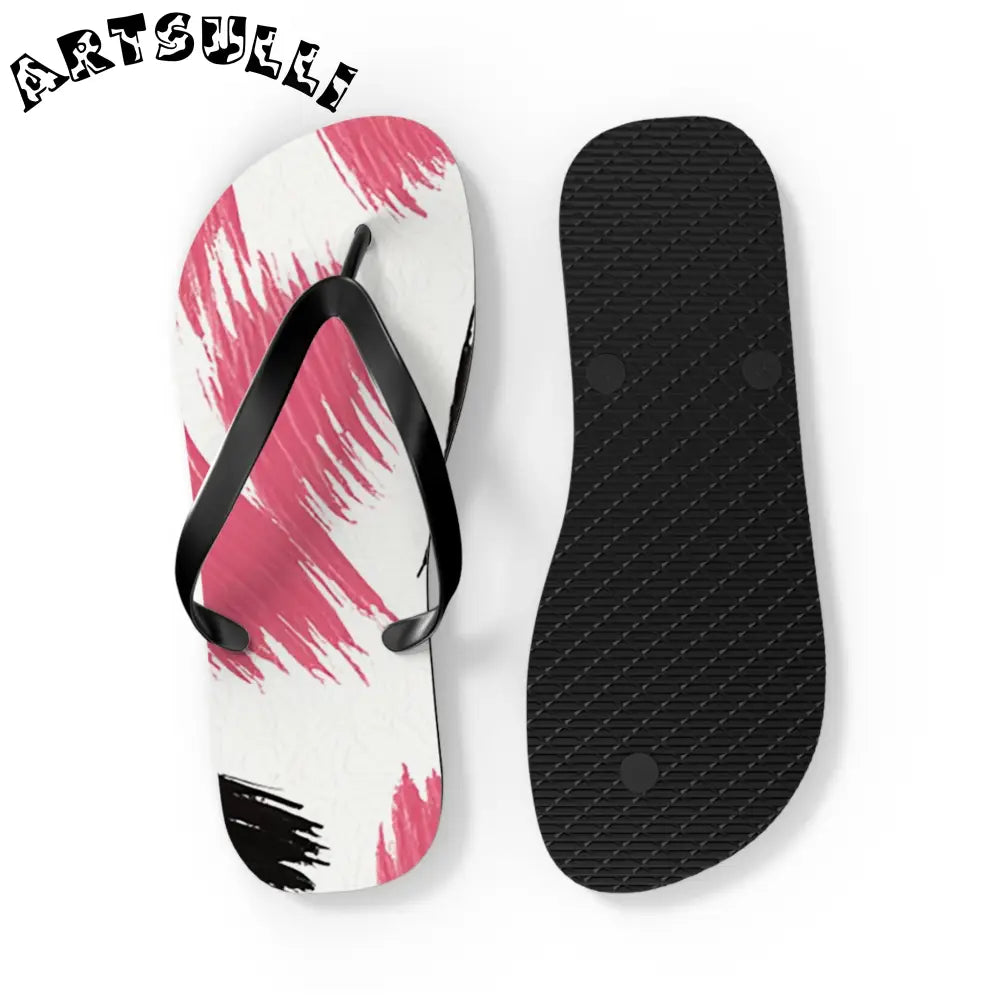 Abstract Illustration Printed Flip Flops, Artsulli - Art is Long, Life is Short, Shoes, , , , , , , 