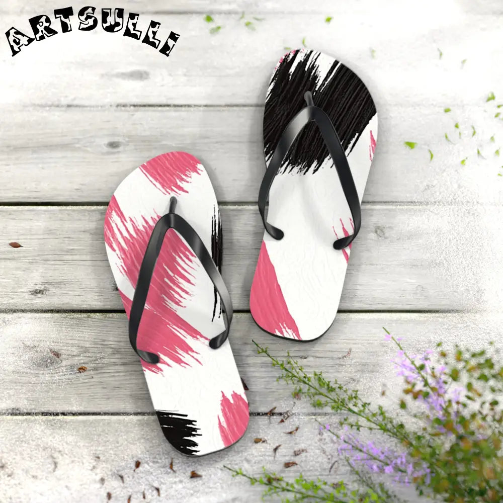Abstract Illustration Printed Flip Flops, Artsulli - Art is Long, Life is Short, Shoes, , , , , , , 