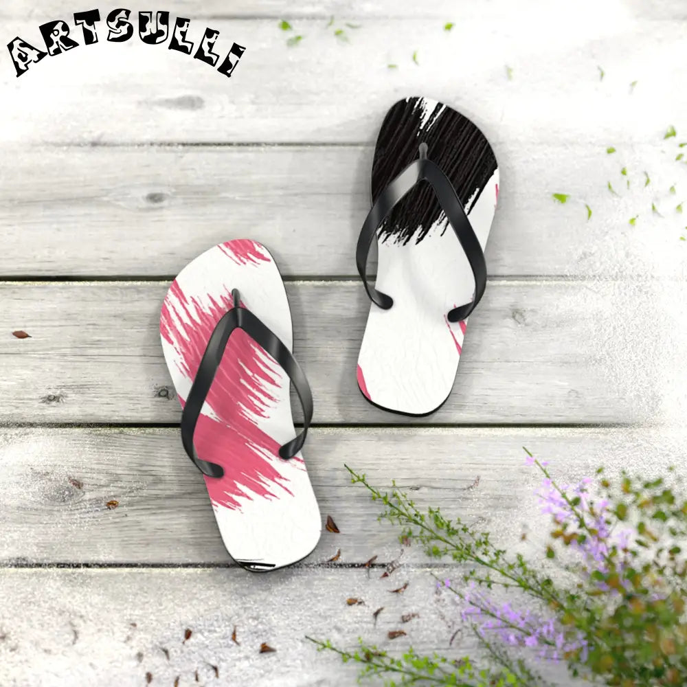 Abstract Illustration Printed Flip Flops, Artsulli - Art is Long, Life is Short, Shoes, , , , , , , 
