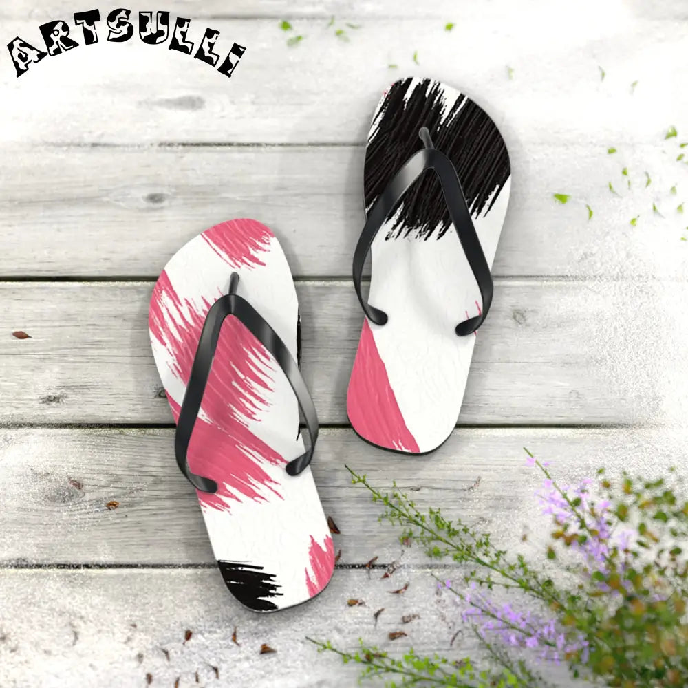 Abstract Illustration Printed Flip Flops, Artsulli - Art is Long, Life is Short, Shoes, , , , , , , 