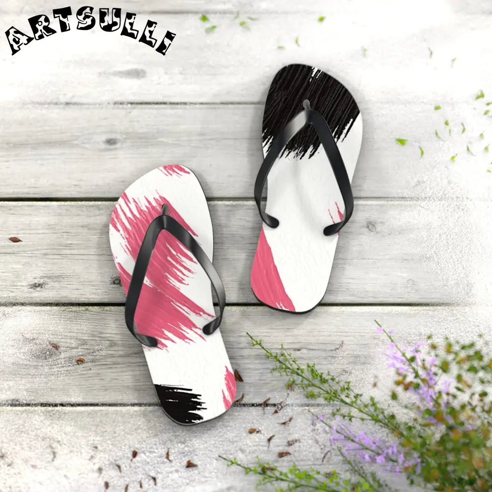 Abstract Illustration Printed Flip Flops, Artsulli - Art is Long, Life is Short, Shoes, , , , , , , 