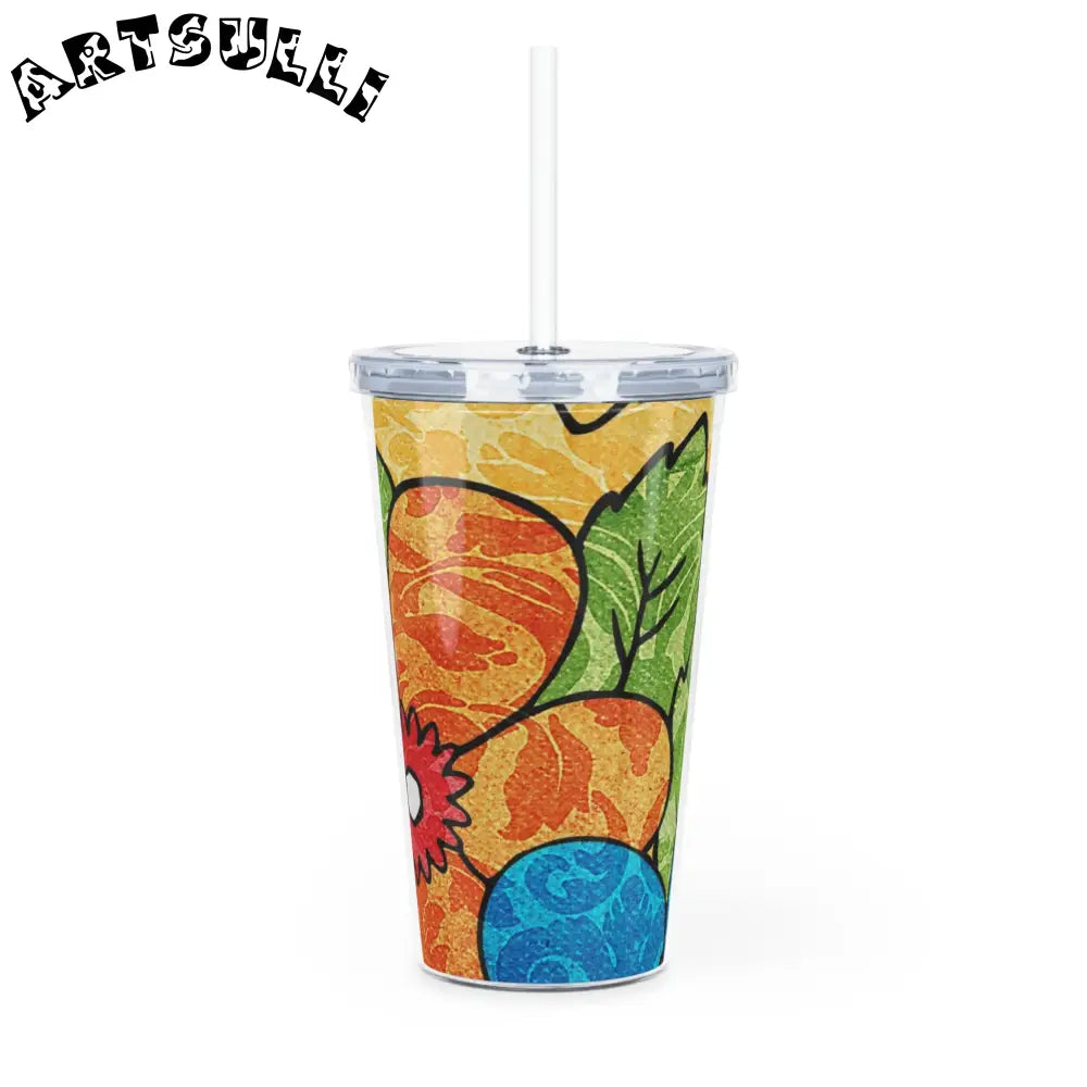 Abstract Leaf Plastic Tumbler for Tasty Drinks, Artsulli - Art is Long, Life is Short, Mug, , , , , , , 
