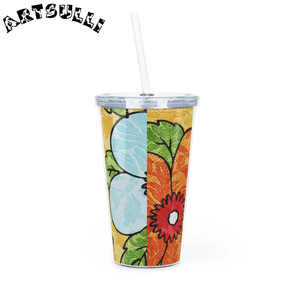 Abstract Leaf Plastic Tumbler for Tasty Drinks, Artsulli - Art is Long, Life is Short, Mug, , , , , , , 