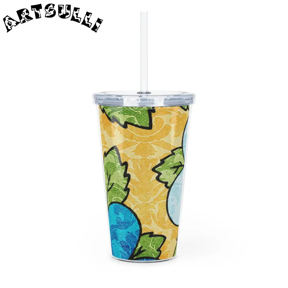 Abstract Leaf Plastic Tumbler for Tasty Drinks, Artsulli - Art is Long, Life is Short, Mug, , , , , , , 