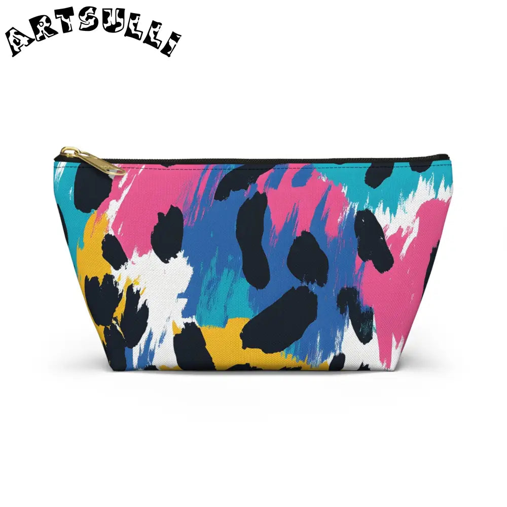 Abstract Leopard Print T-Bottom Pouch Excellent Pencil Case, Artsulli - Art is Long, Life is Short, Bags, Size, Small, Color, Black zipper, , , 16409754358120015363