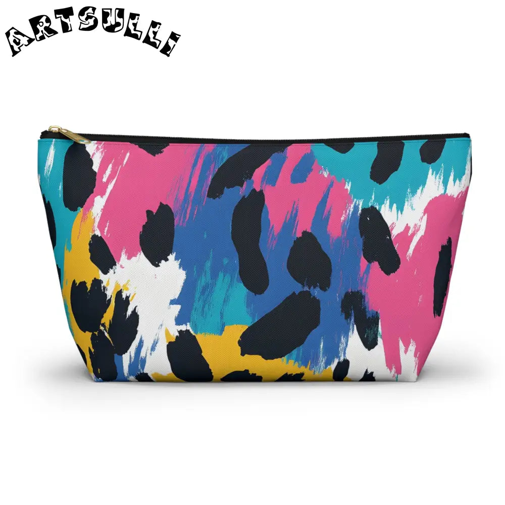 Abstract Leopard Print T-Bottom Pouch Excellent Pencil Case, Artsulli - Art is Long, Life is Short, Bags, Size, Large, Color, Black zipper, , , 34149487106785167004