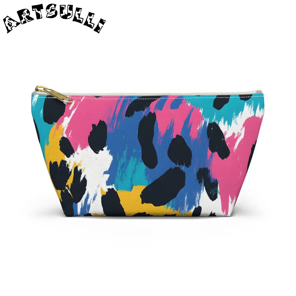 Abstract Leopard Print T-Bottom Pouch Excellent Pencil Case, Artsulli - Art is Long, Life is Short, Bags, Size, Small, Color, White zipper, , , 15957972758846679171