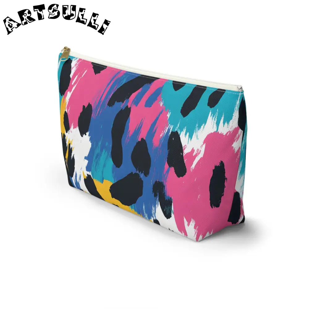 Abstract Leopard Print T-Bottom Pouch Excellent Pencil Case, Artsulli - Art is Long, Life is Short, Bags, , , , , , , 