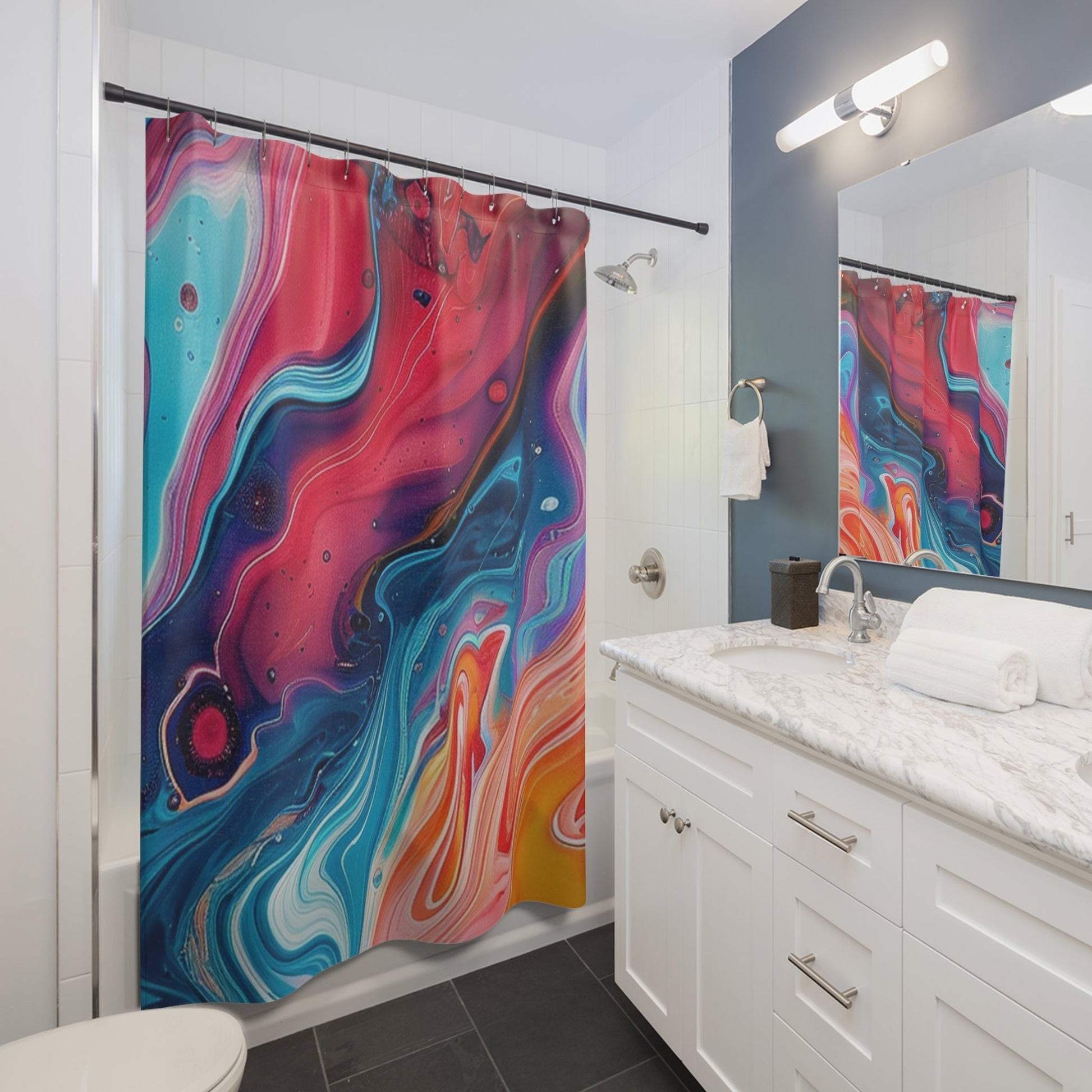 Abstract Marble Art Shower Curtain, Artsulli - Art is Long, Life is Short, Home Decor, , , , , , , 
