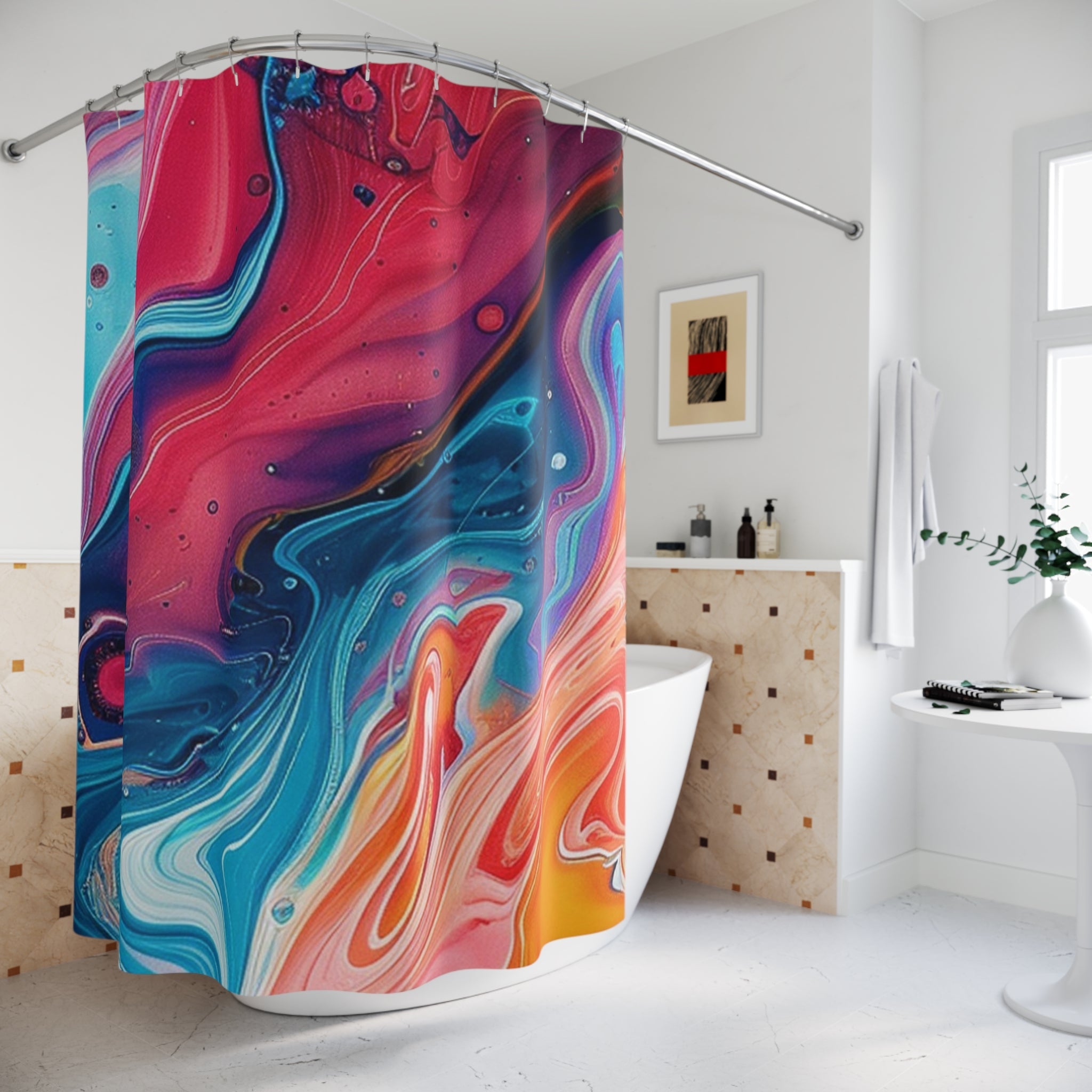 Abstract Marble Art Shower Curtain, Artsulli - Art is Long, Life is Short, Home Decor, , , , , , , 