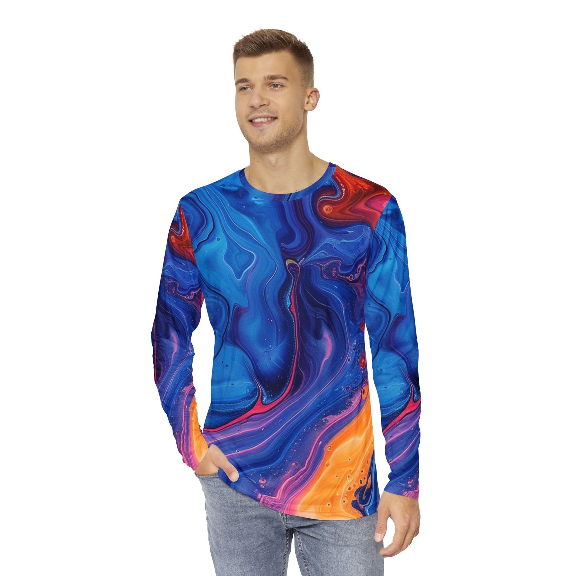 Abstract Marble Long Sleeve Shirt, Artsulli - Art is Long, Life is Short, All Over Prints, , , , , , , 