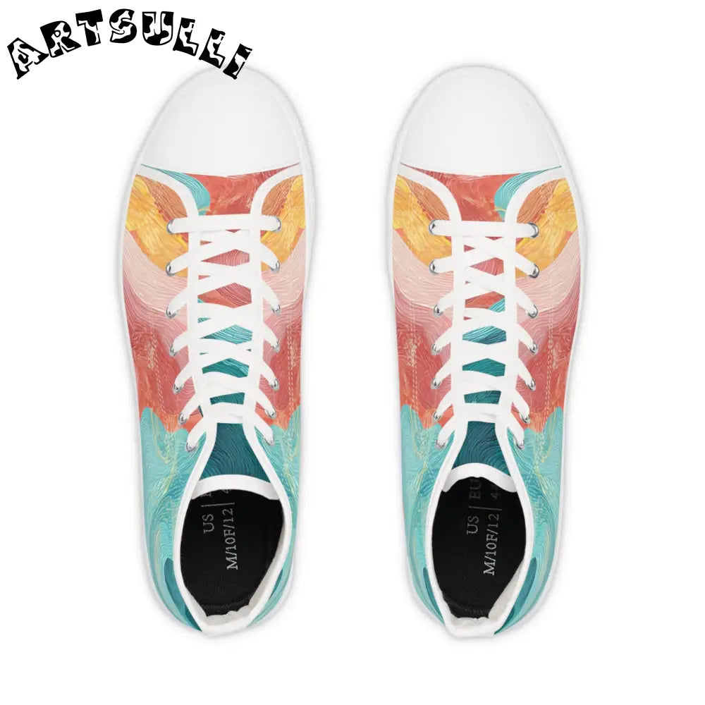 Abstract Marble Men's Multi-Color Breathable Polyester High-Top Canvas Sneakers, Artsulli - Art is Long, Life is Short, Shoes, , , , , , , 