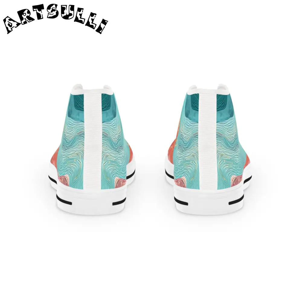 Abstract Marble Men's Multi-Color Breathable Polyester High-Top Canvas Sneakers, Artsulli - Art is Long, Life is Short, Shoes, , , , , , , 