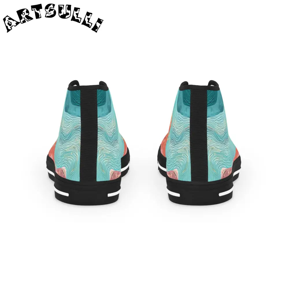 Abstract Marble Men's Multi-Color Breathable Polyester High-Top Canvas Sneakers, Artsulli - Art is Long, Life is Short, Shoes, , , , , , , 