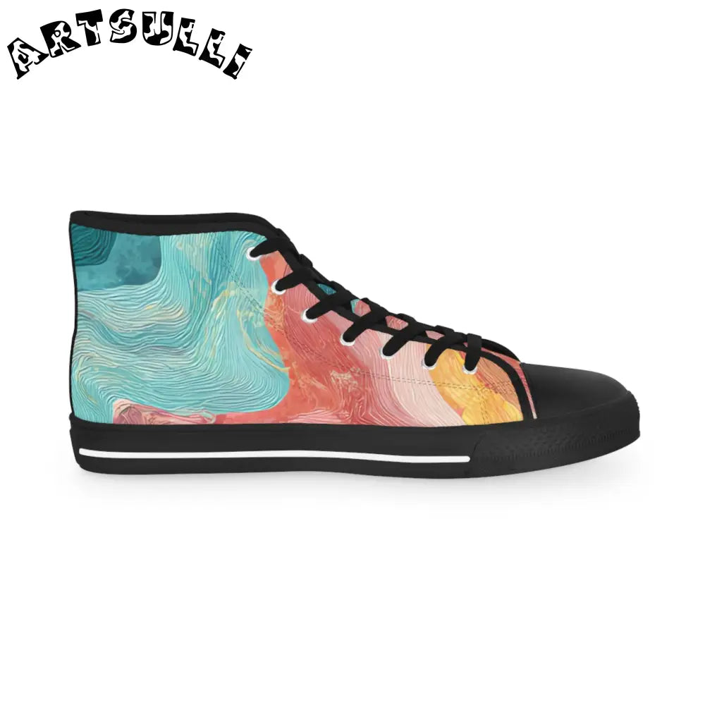 Abstract Marble Men's Multi-Color Breathable Polyester High-Top Canvas Sneakers, Artsulli - Art is Long, Life is Short, Shoes, , , , , , , 