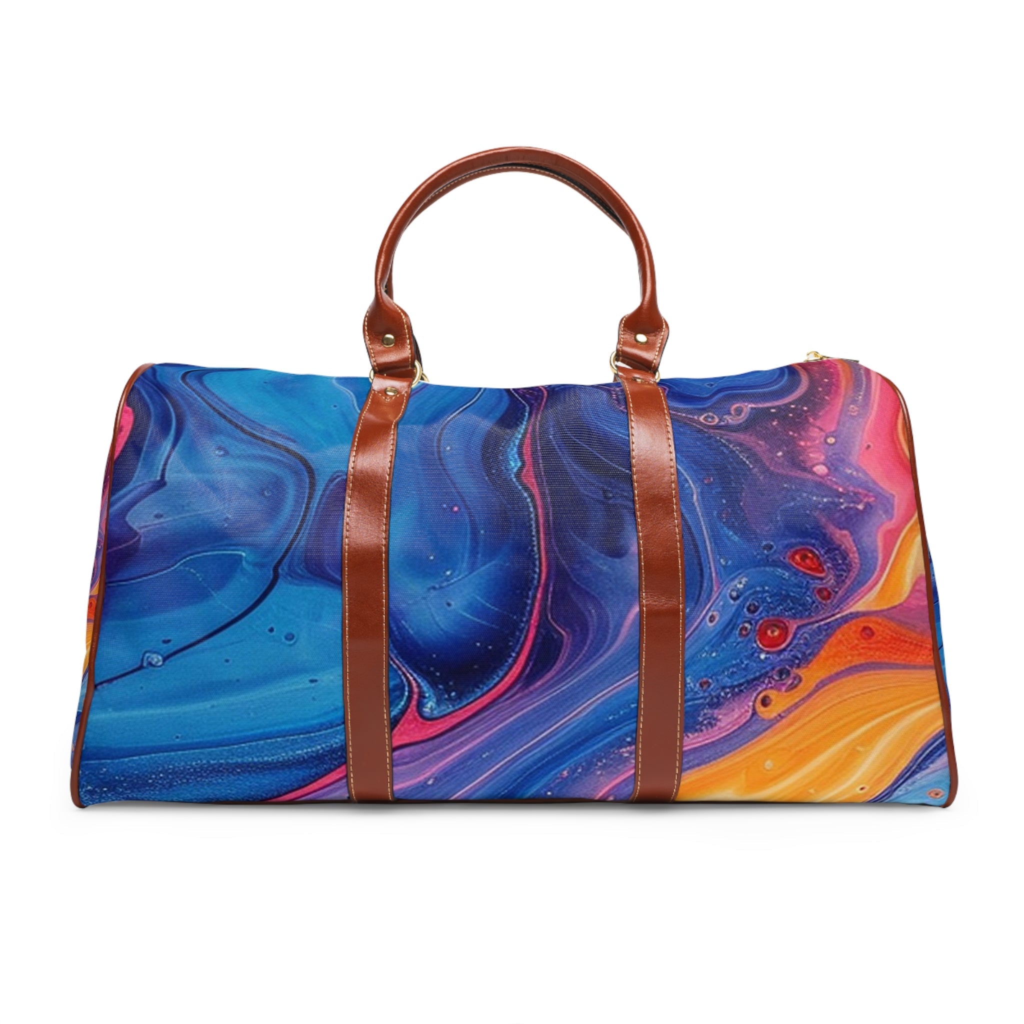 Printify Abstract Marble Travel Bag with Leather Handles 2025