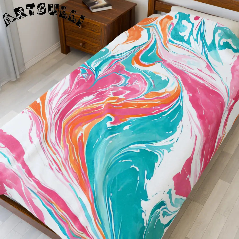 JAKKOUTTHEBXX Abstract Marbled Plush Velveteen Blanket 2025