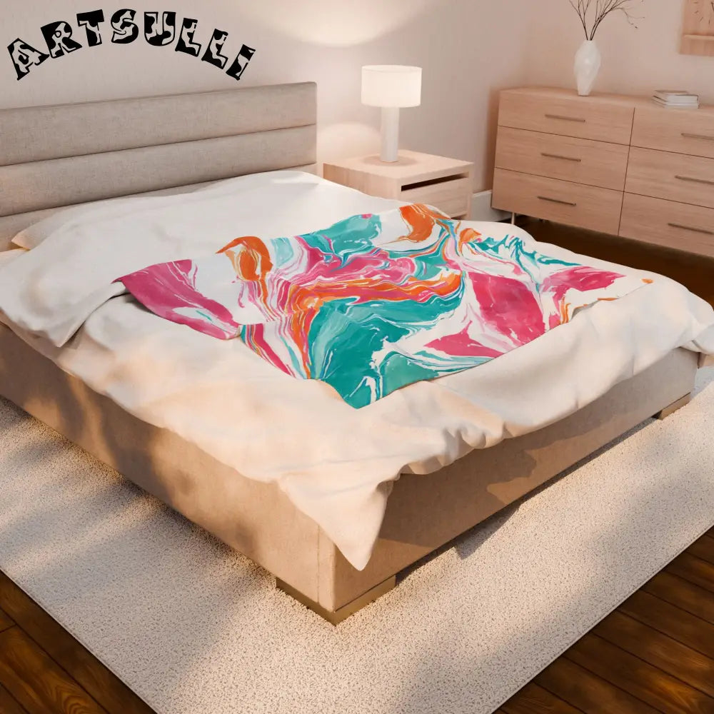 JAKKOUTTHEBXX Abstract Marbled Plush Velveteen Blanket 2025