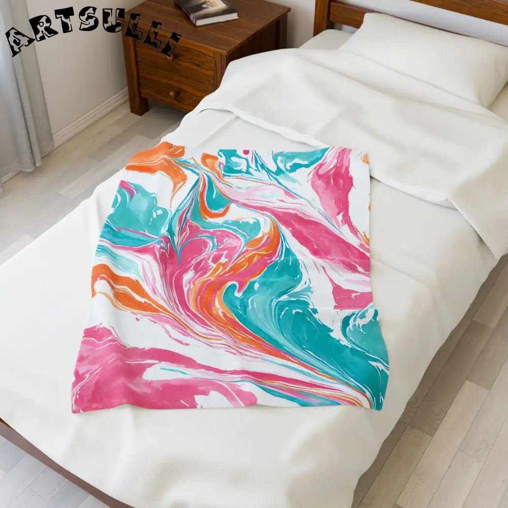 JAKKOUTTHEBXX Abstract Marbled Plush Velveteen Blanket 2025
