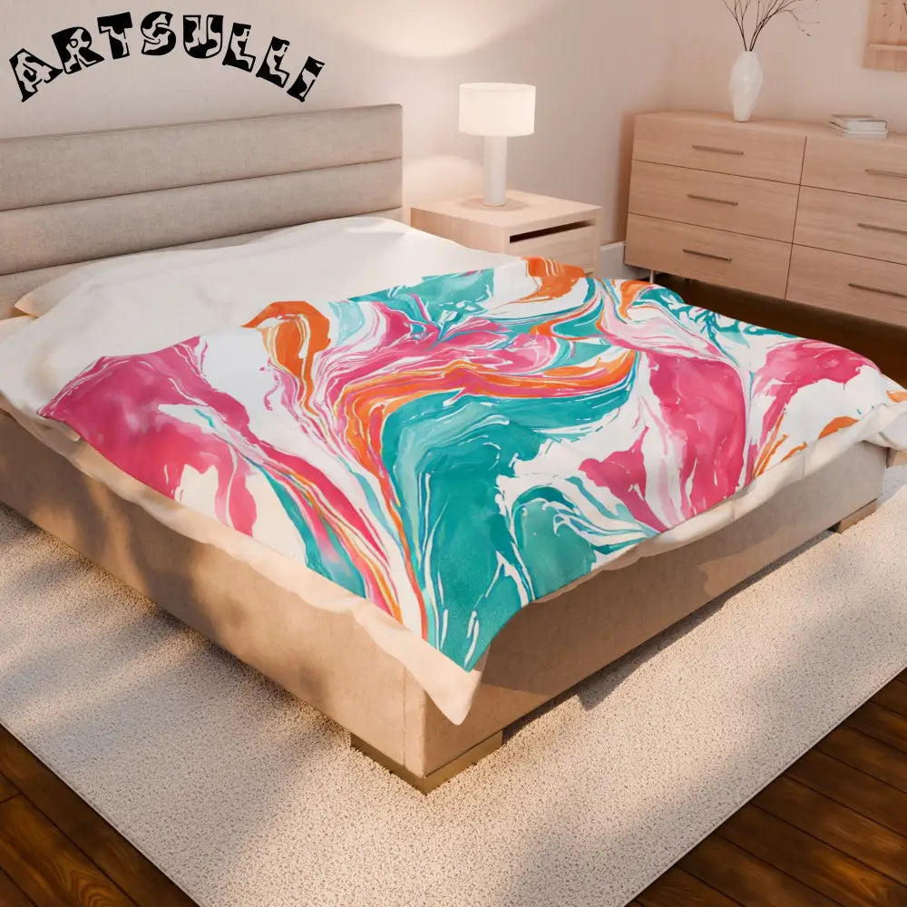JAKKOUTTHEBXX Abstract Marbled Plush Velveteen Blanket 2025