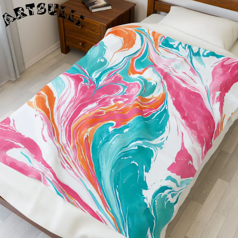 JAKKOUTTHEBXX Abstract Marbled Plush Velveteen Blanket 2025