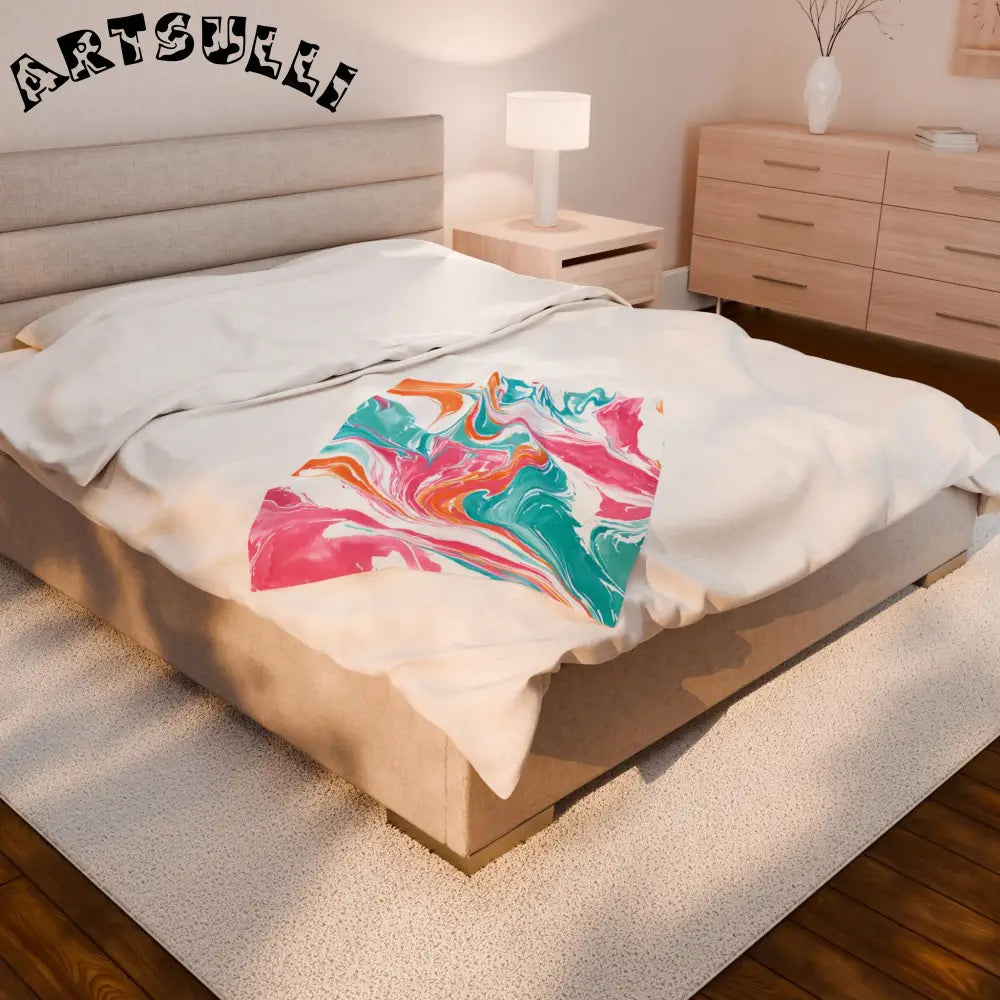 JAKKOUTTHEBXX Abstract Marbled Plush Velveteen Blanket 2025