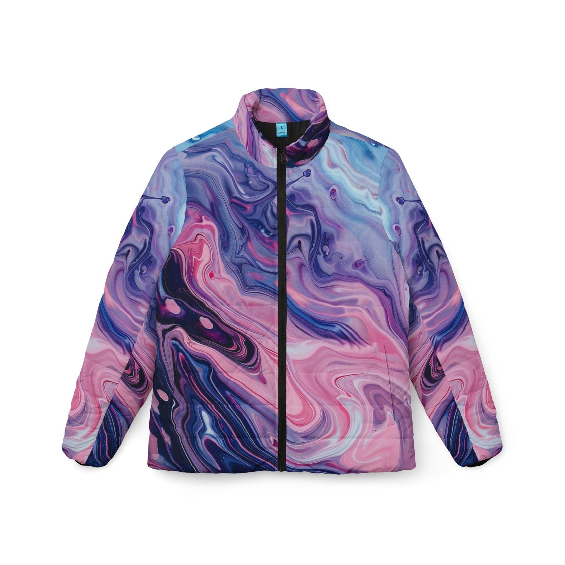 Abstract Marbled Puffer Jacket, Artsulli - Art is Long, Life is Short, All Over Prints, Size, XS, , , , , 18472963550245258976
