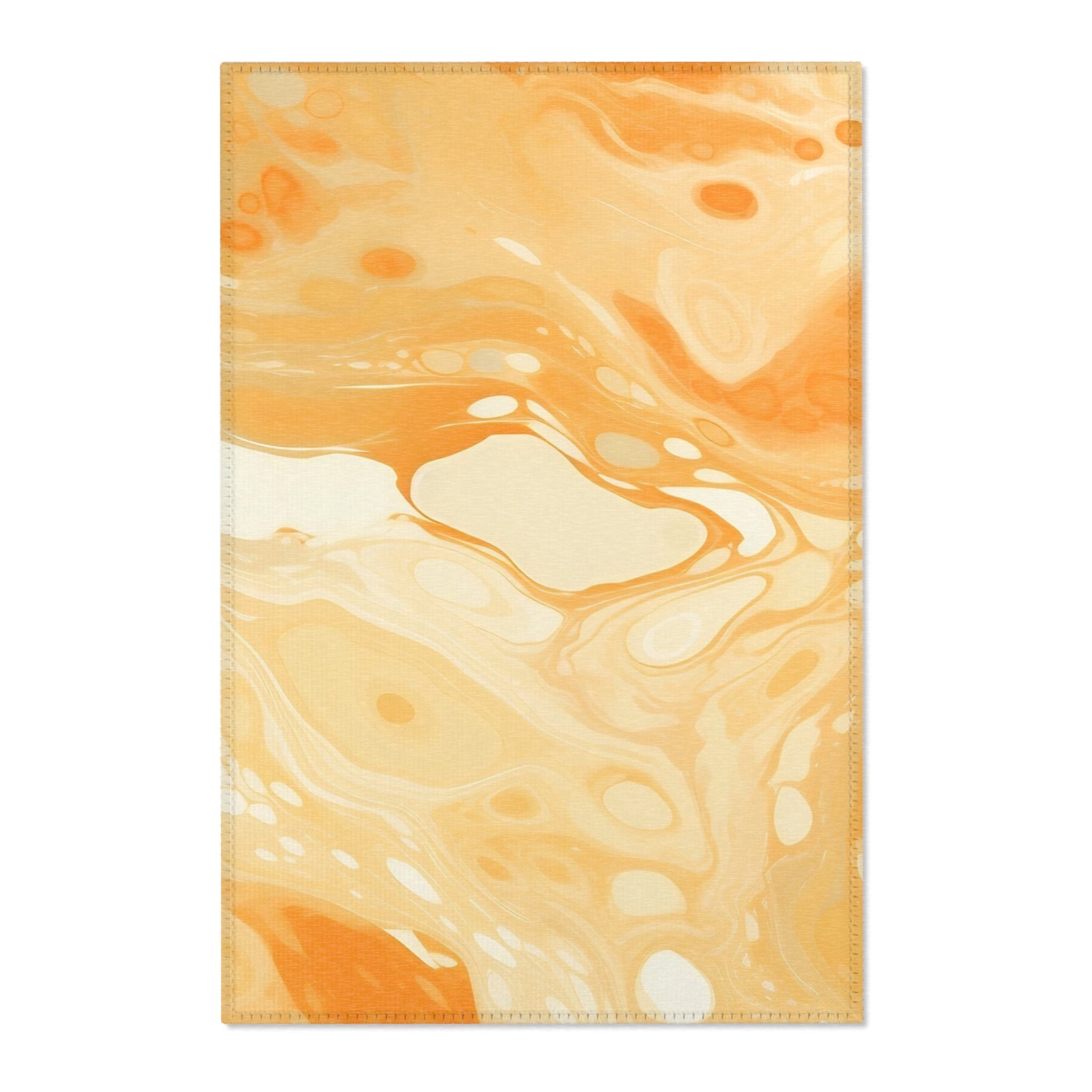Abstract Orange and Cream Marble Area Rug, Artsulli - Art is Long, Life is Short, Home Decor, Size, 24" × 36", , , , , 25000456930518200354