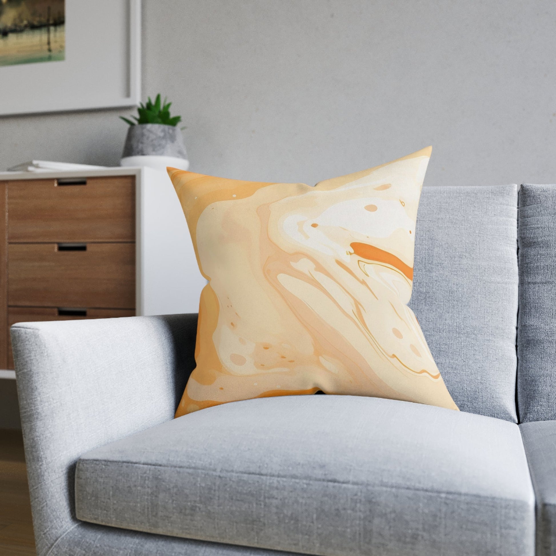 Abstract Orange and Cream Marble Pillow, Artsulli - Art is Long, Life is Short, Home Decor, , , , , , , 