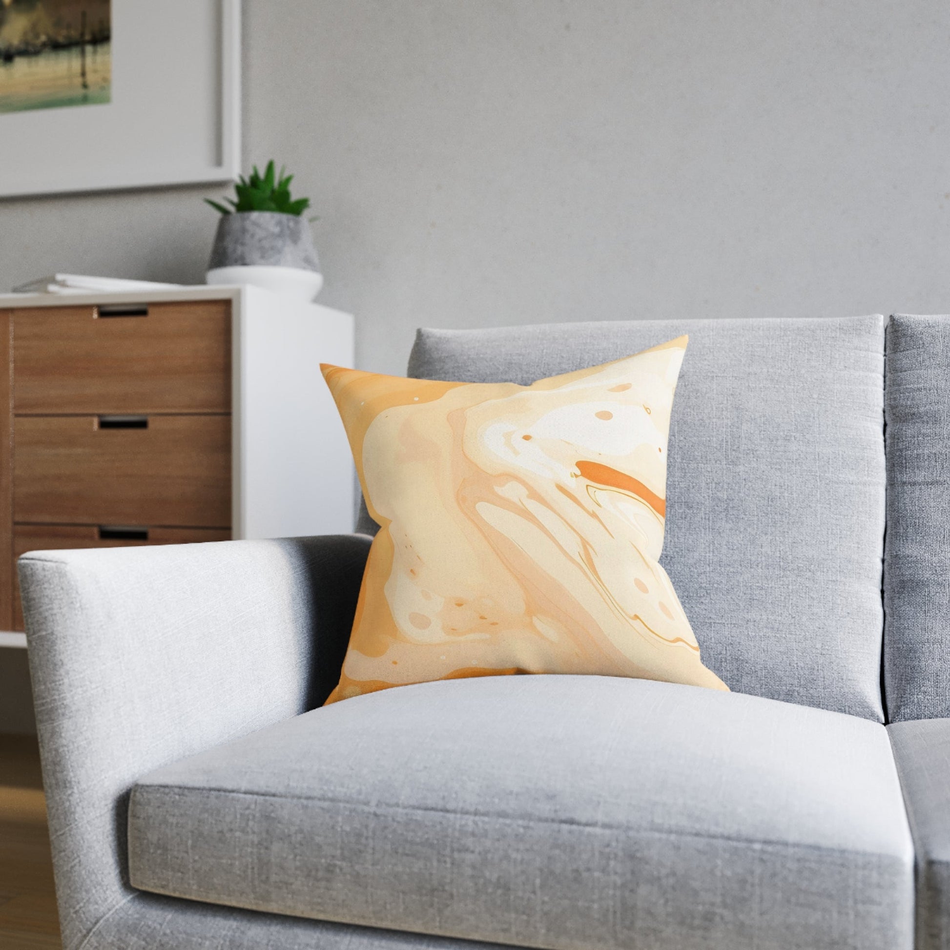 Abstract Orange and Cream Marble Pillow, Artsulli - Art is Long, Life is Short, Home Decor, , , , , , , 