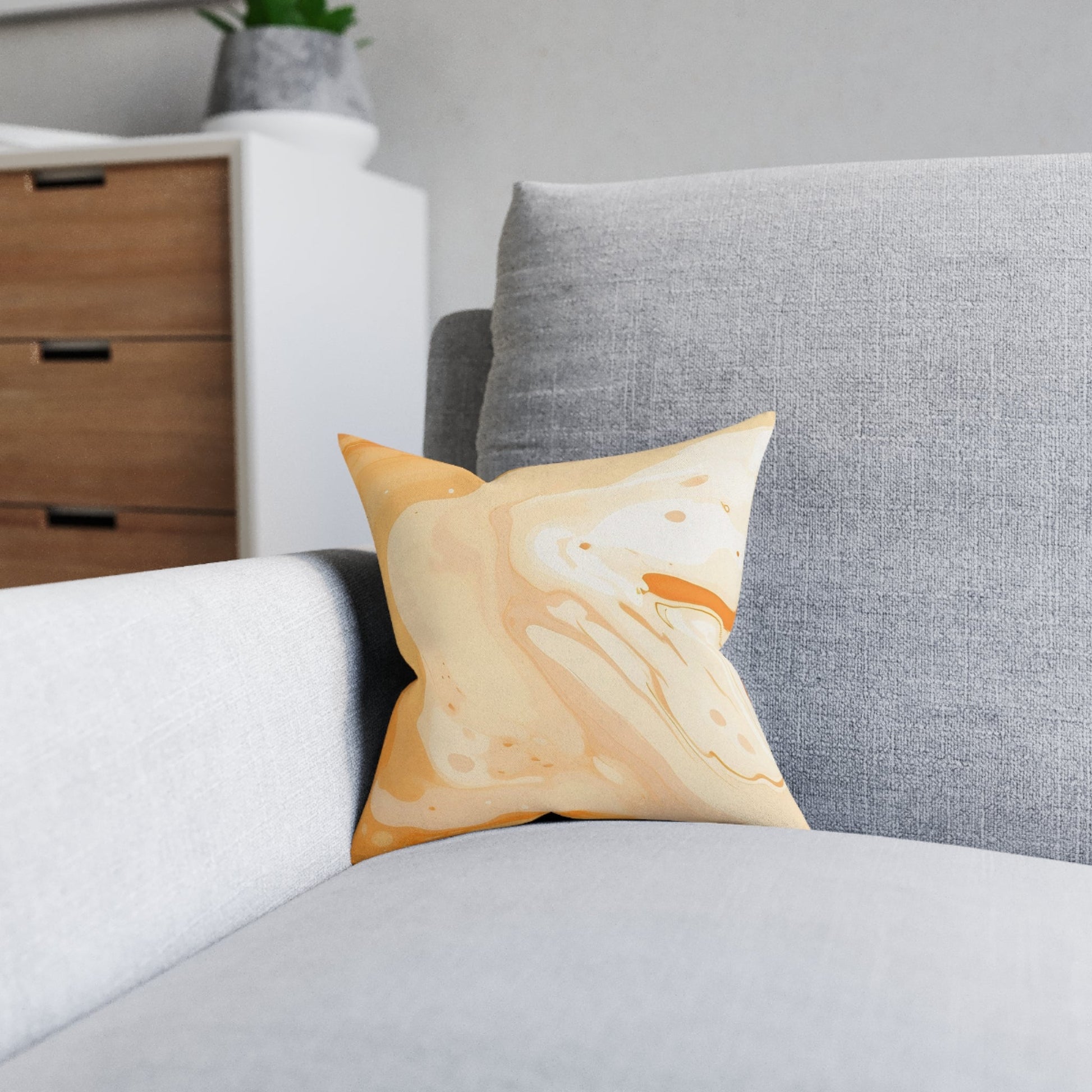 Abstract Orange and Cream Marble Pillow, Artsulli - Art is Long, Life is Short, Home Decor, , , , , , , 