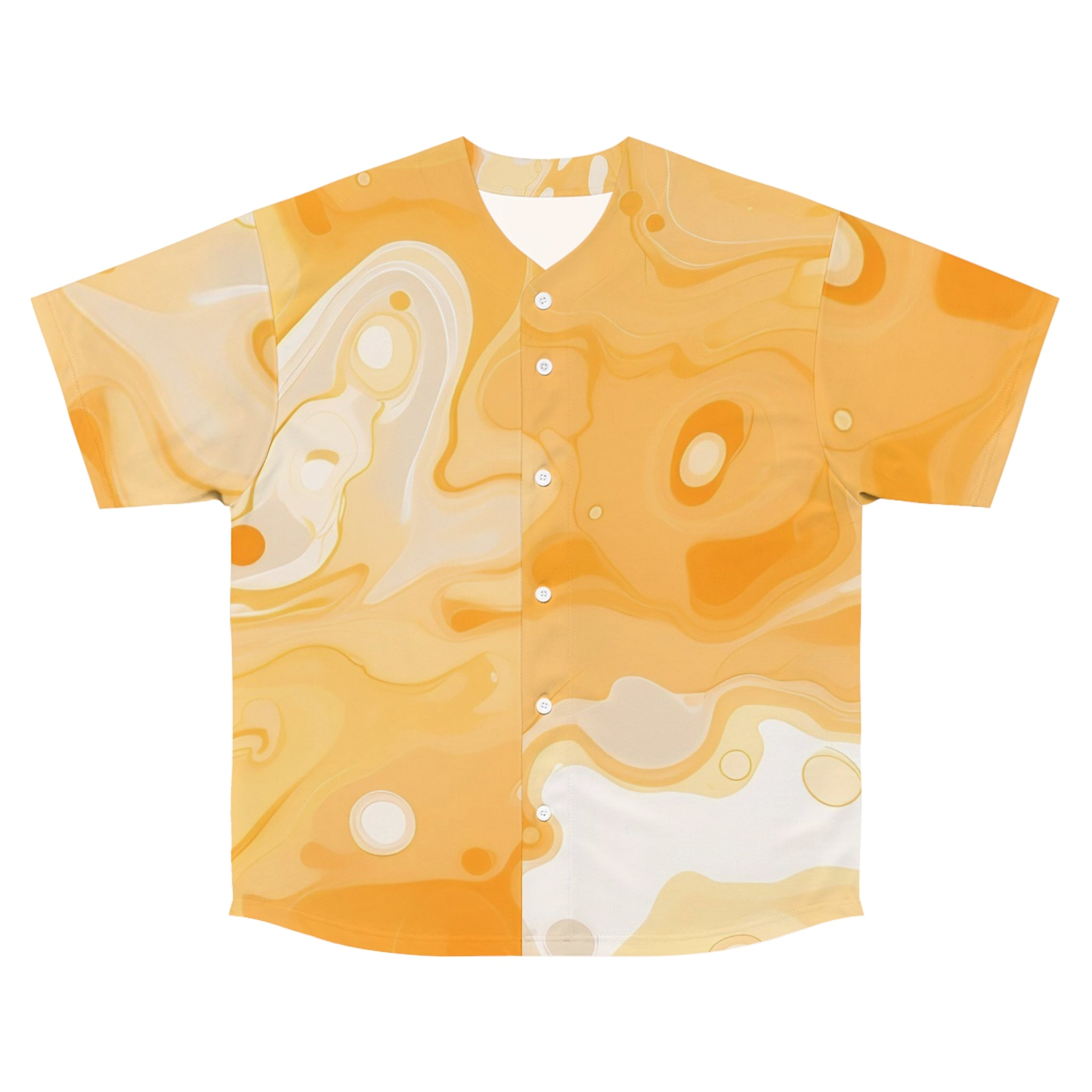 Abstract Orange and White Baseball Jersey, Artsulli - Art is Long, Life is Short, All Over Prints, Size, S, Color, Seam thread color automatically matched to design, , , 24570144831187551942
