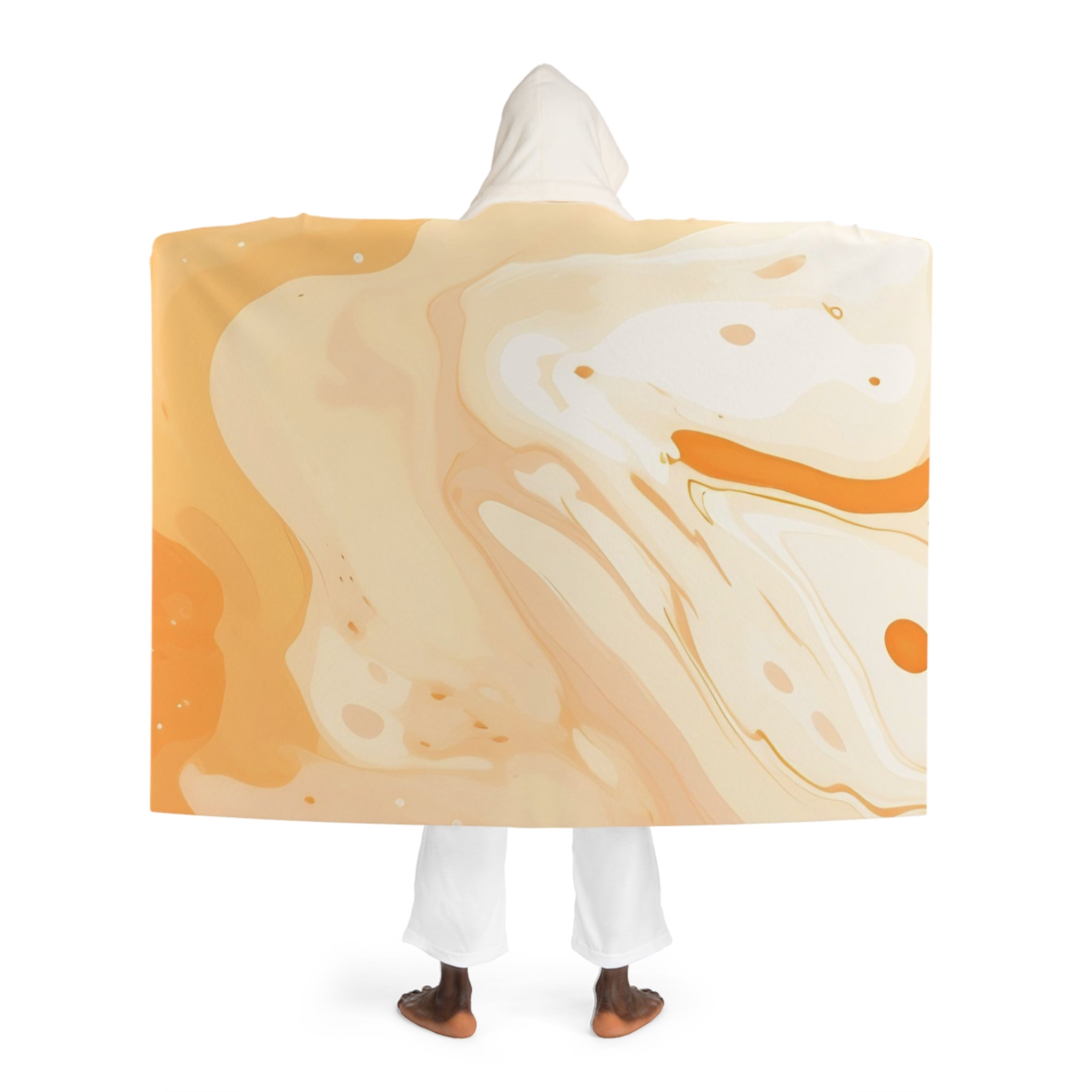 Abstract Orange and White Hooded Fleece Blanket, Artsulli - Art is Long, Life is Short, All Over Prints, , , , , , , 