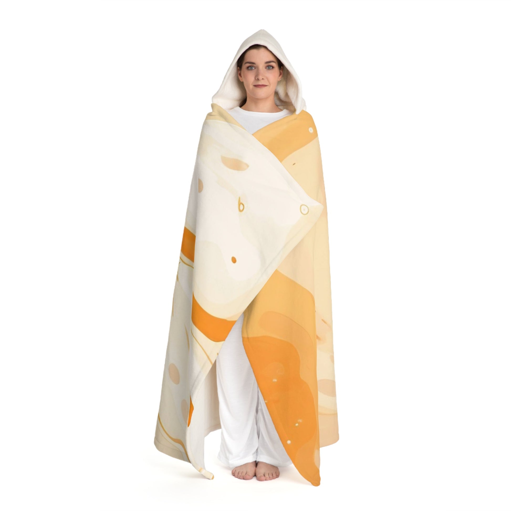 Abstract Orange and White Hooded Fleece Blanket, Artsulli - Art is Long, Life is Short, All Over Prints, , , , , , , 